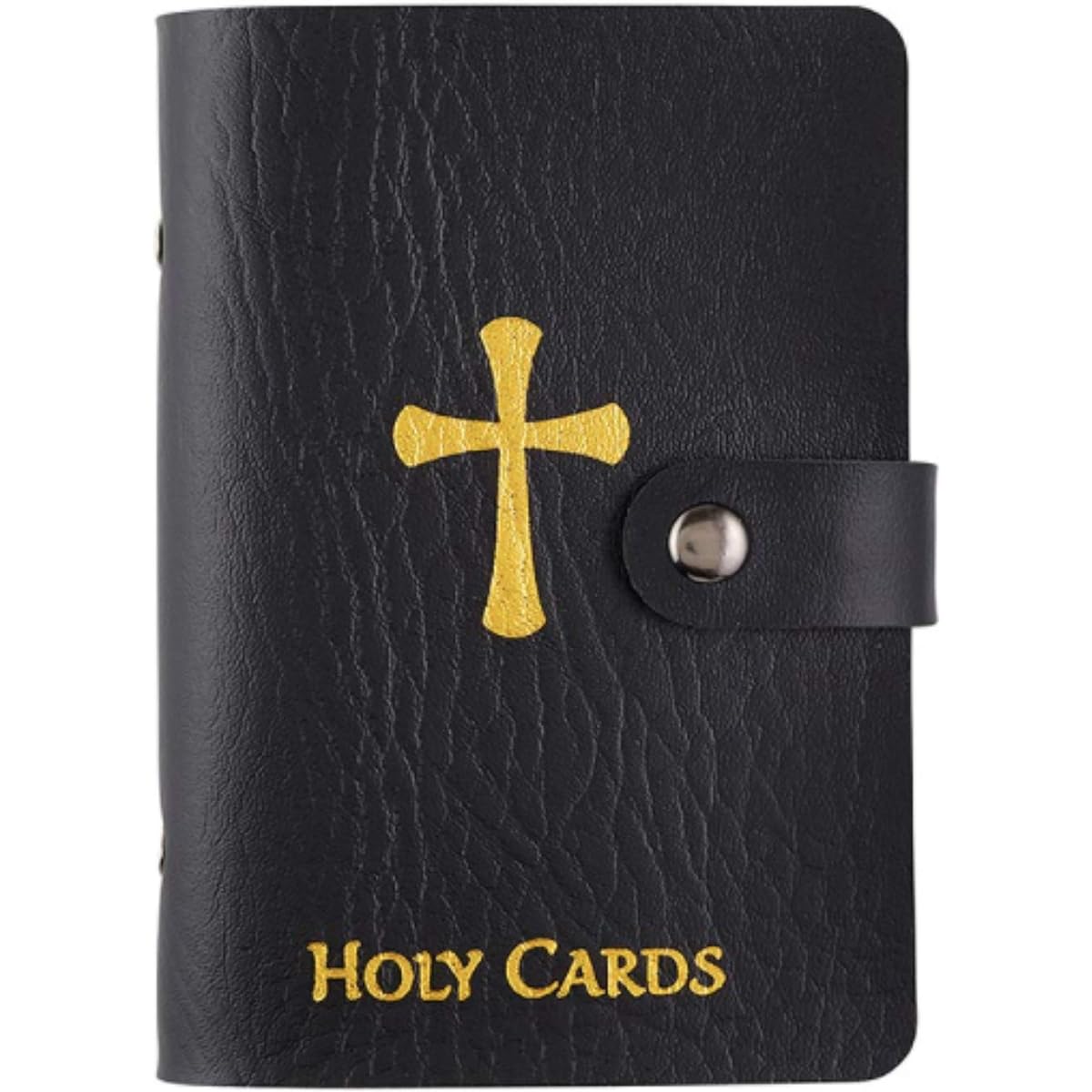H HOLLY LINES Prayer Card Holder Faux Leather Holy Card Organizer for Religious Prayer Cards, Funeral Cards, Religious Items Includes 3 Catholic Prayer Cards