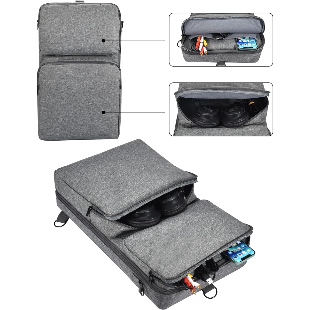 Seracle Carry Case Portable Bag Travel Case Compatible with DDJ-FLX4 / DDJ-400 / DDJ-SB3 Portable Controller and DJ Headphones (Gray)