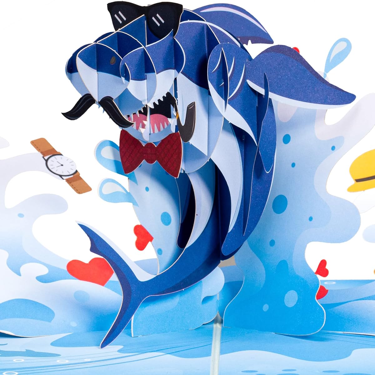 Paper Love 3D Pop Up Card Daddy Shark for Father's Day, Dad, Birthday, Any Occasion - 5" x 7" Cover - Envelope and Note Tag Included
