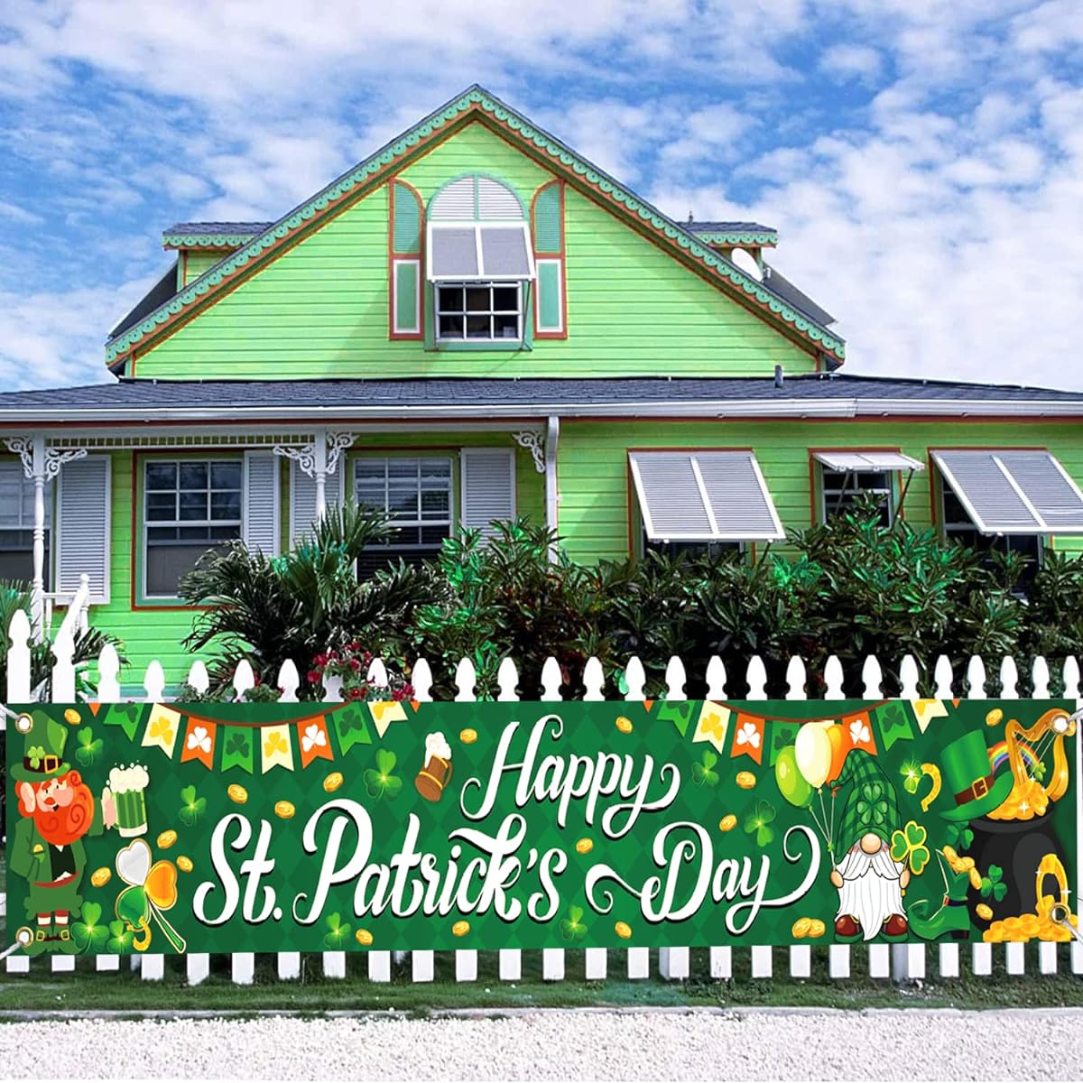 St. Patrick's Day Banner Yard Sign Large 10 x 1.5 Feet St. Patrick's Day Decoration Outdoor Garden Banner Happy St. Patrick's Day Banner St. Patrick Banner Outdoor Indoor Fence Decorations