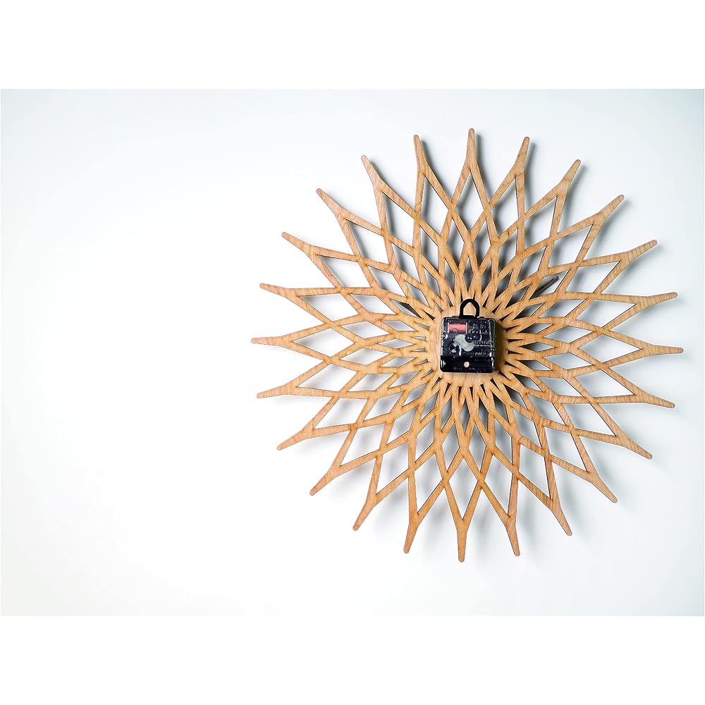 Interform Wall Clock Noale Black Wood CL-3022BK Sweep Movement Sun Flower 44cm
