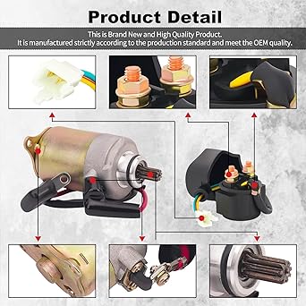 MOTOYUN Starter Motor and Solenoid Relay GY6 Engine 125CC 150CC ATV Scooter Moped ATV Go Kart Quad 4 Wheel Vehicle Taotao Baja