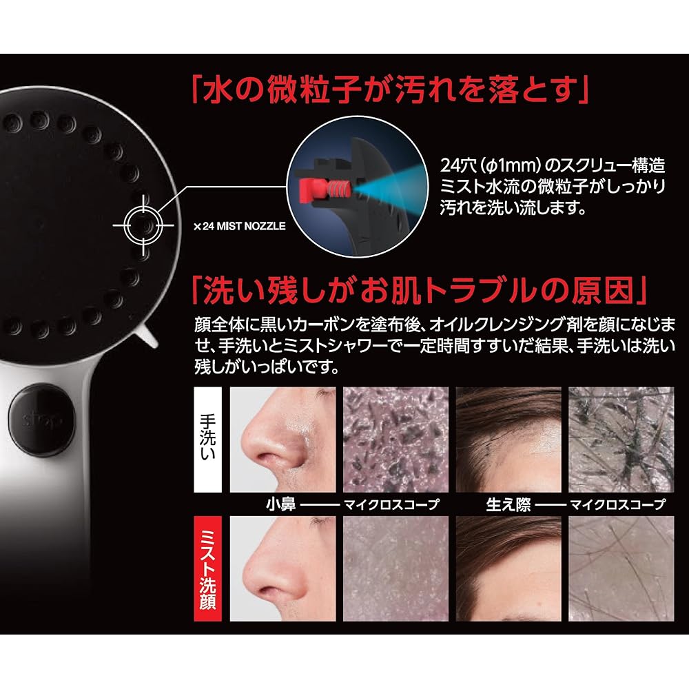 SANEI Mist Stop Shower Head Face Wash Pore Dirt Remover Hand Stop CS3062-80XAA-D