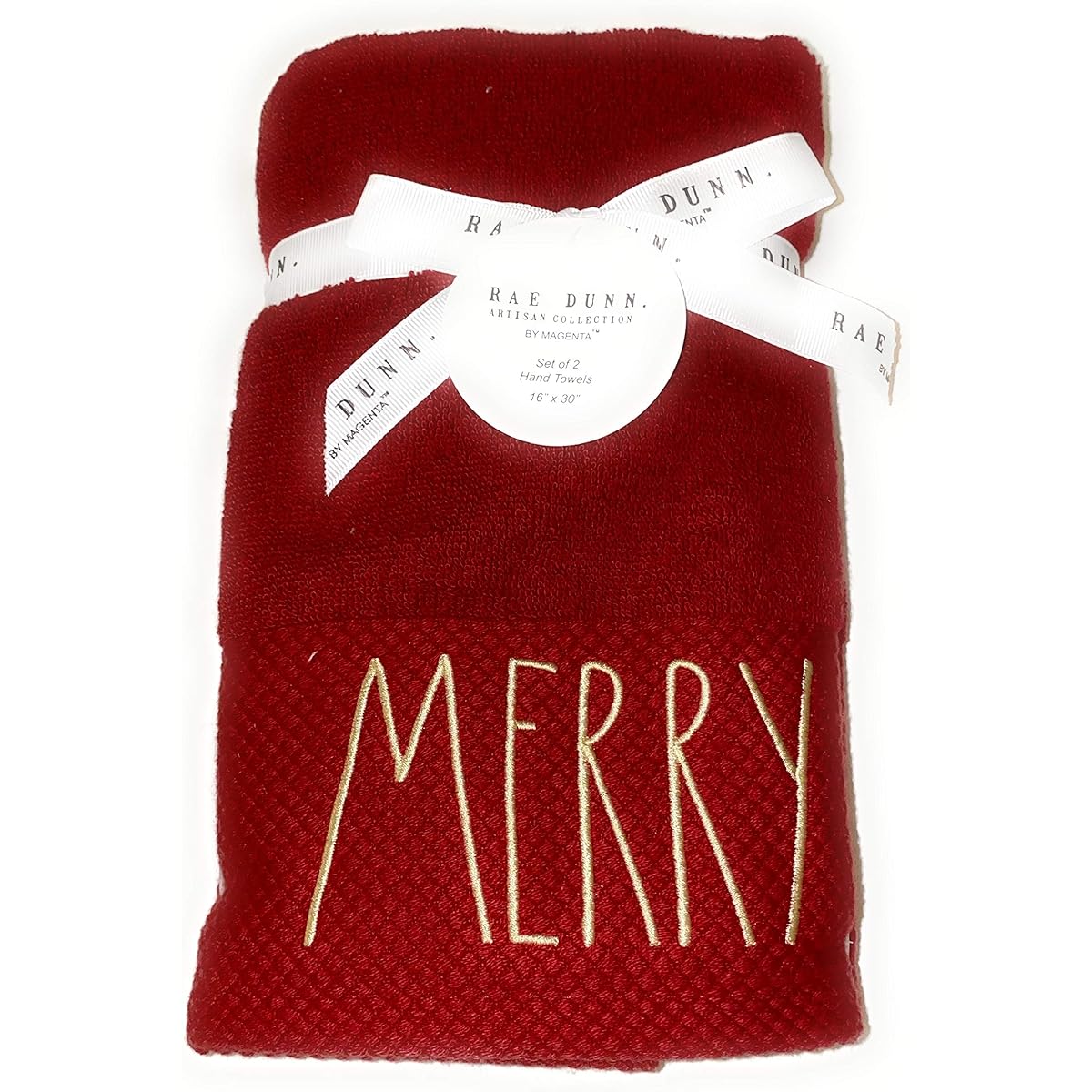 Rae Dunn Embroidered Merry Red Hand Towels Christmas Bathroom Decor Christmas Hand Towels Christmas Decorations Set of 2