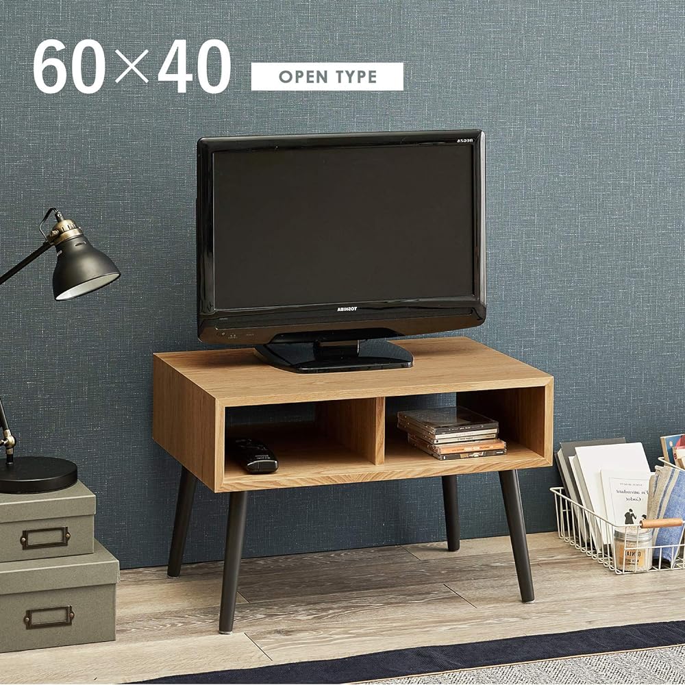 Hagihara Low Table TV Stand Storage [Uses American Walnut] Natural Open Type Width 60 MT-6480NA