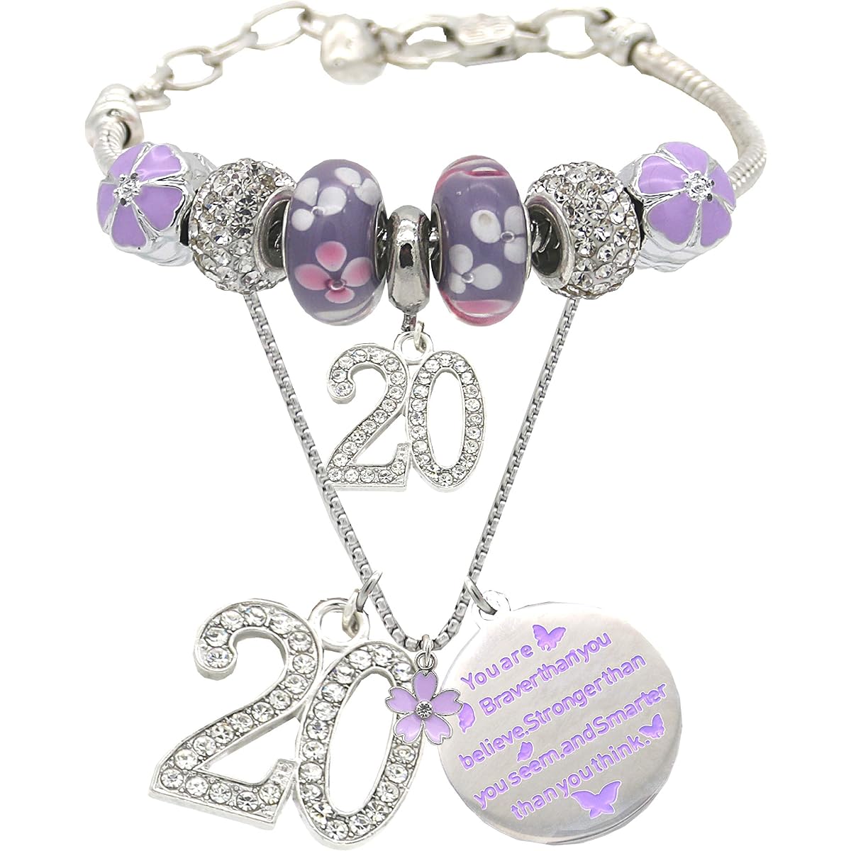 20th Birthday 20th Birthday Necklace 20th Birthday Necklace Gift 20th Birthday Bracelet for Women 20th Birthday Bracelet Gift for Women 20th Birthday Decorations, 2XL, Stainless Steel