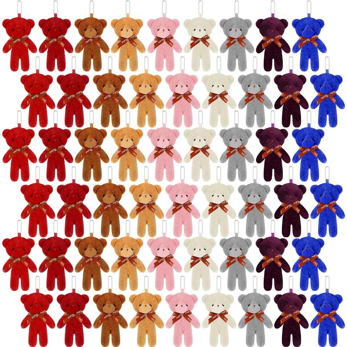 CHENGU 54pcs Mini Bear Toys 4.7inch Mini Plush Bear Soft Small Bear Doll Stuffed Animal Gift Bear for Teens Girls Boys Adults DIY Keychain Birthday Party Favors Wedding Valentine's Day Gift