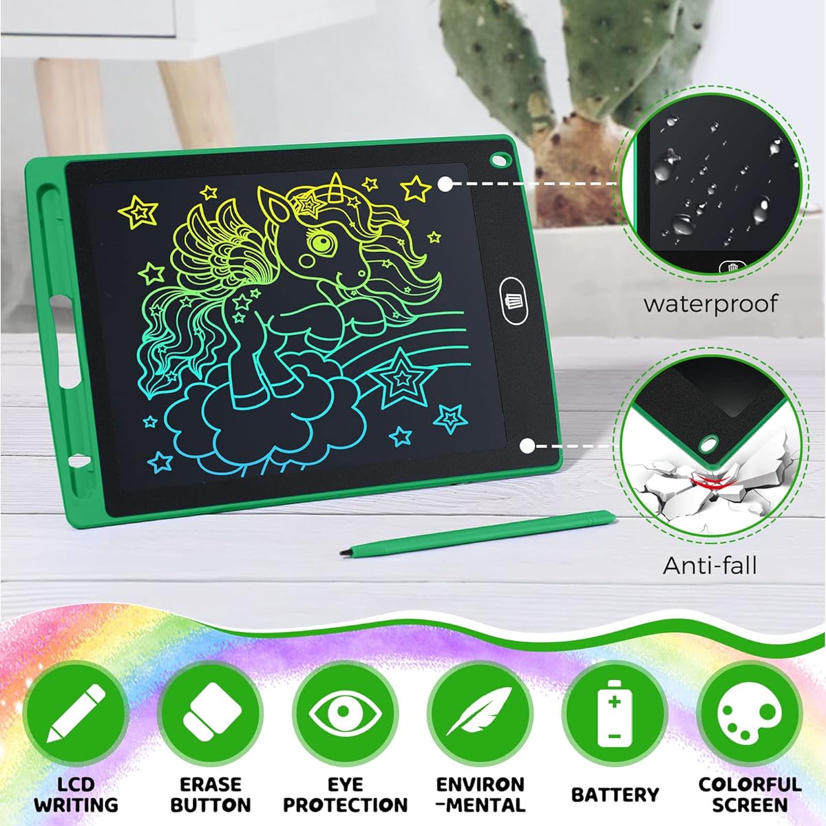 48 Pieces LCD Writing Tablet 8.5 Inch Colorful Doodle Board Reusable Writing Tablet Erasable Paint Pad Learning Toys for Girls Boys 8-10 3-10 Years Old