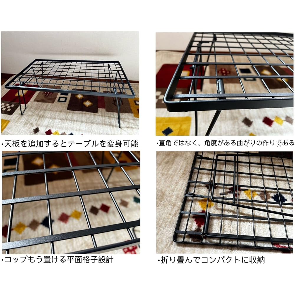 OUTDOORSHIN Field Rack Camping Rack Foldable Storage Rack Outdoor Table Steel Compact Storage Case Included Set of 3