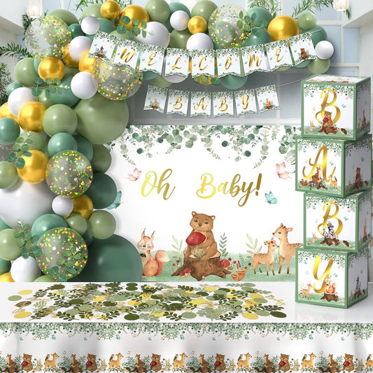 269pcs Baby Box Balloons Set Baby Shower Decorations Backdrop Tablecloth Banner Baby Shower Gender Reveal Birthday Party Supplies