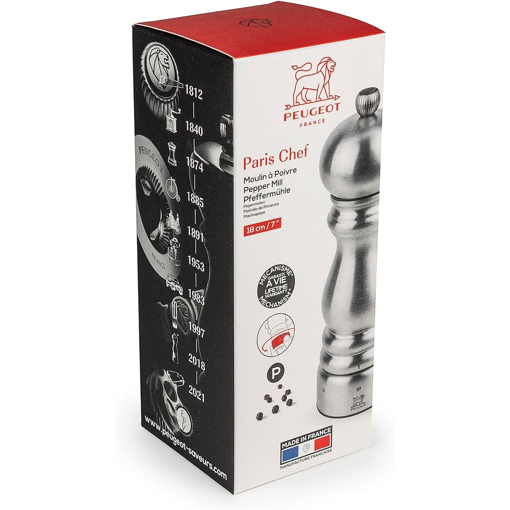 PEUGEOT Mill Pepper Mill Stainless Steel Coarseness Adjustment Capacity 23g/18cm Manual Made in France Paris U-Select 32470