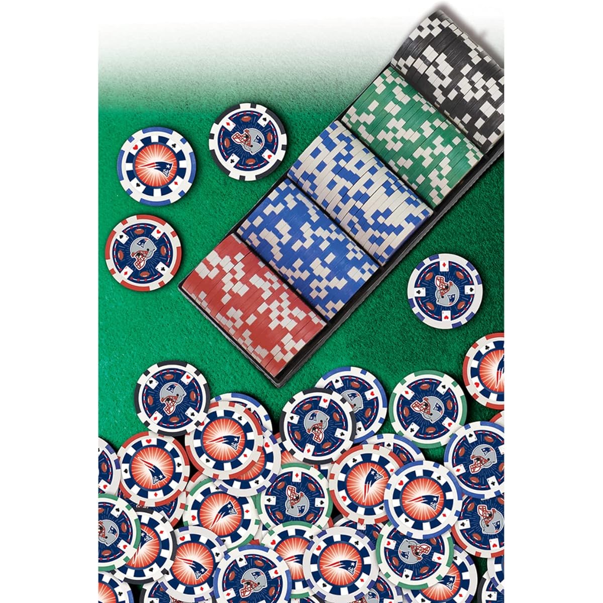MasterPieces Game Day NFL New England Patriots 100 Piece Poker Chip Set Casino Style