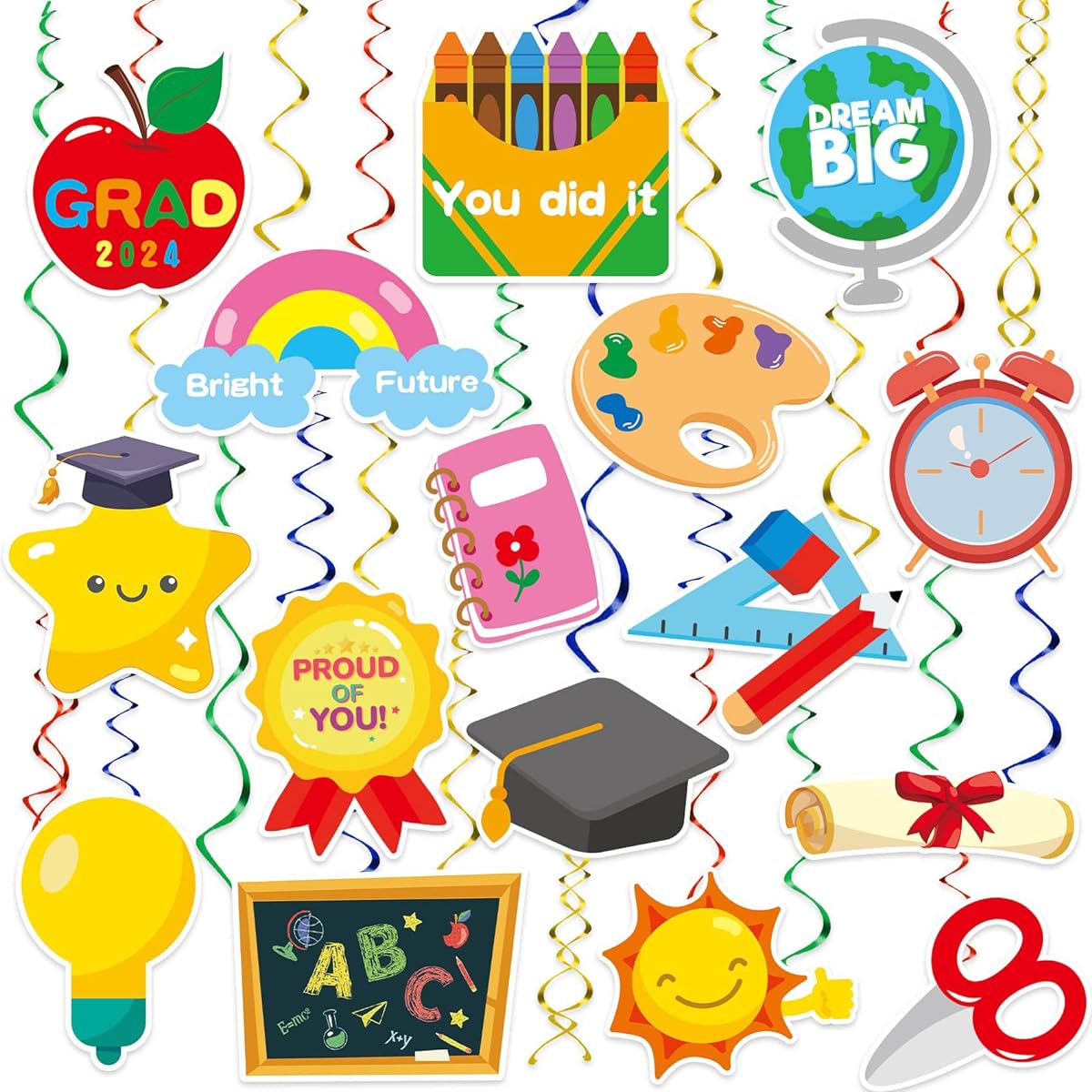 Kindergarten Graduation Decorations 2023 Kindergarten Graduation Decorations 32 Pieces Kindergarten Graduation Hanging Swirls Preschool Graduation Decorations Graduation Hanging Swirls Graduation Party Classroom Decorations