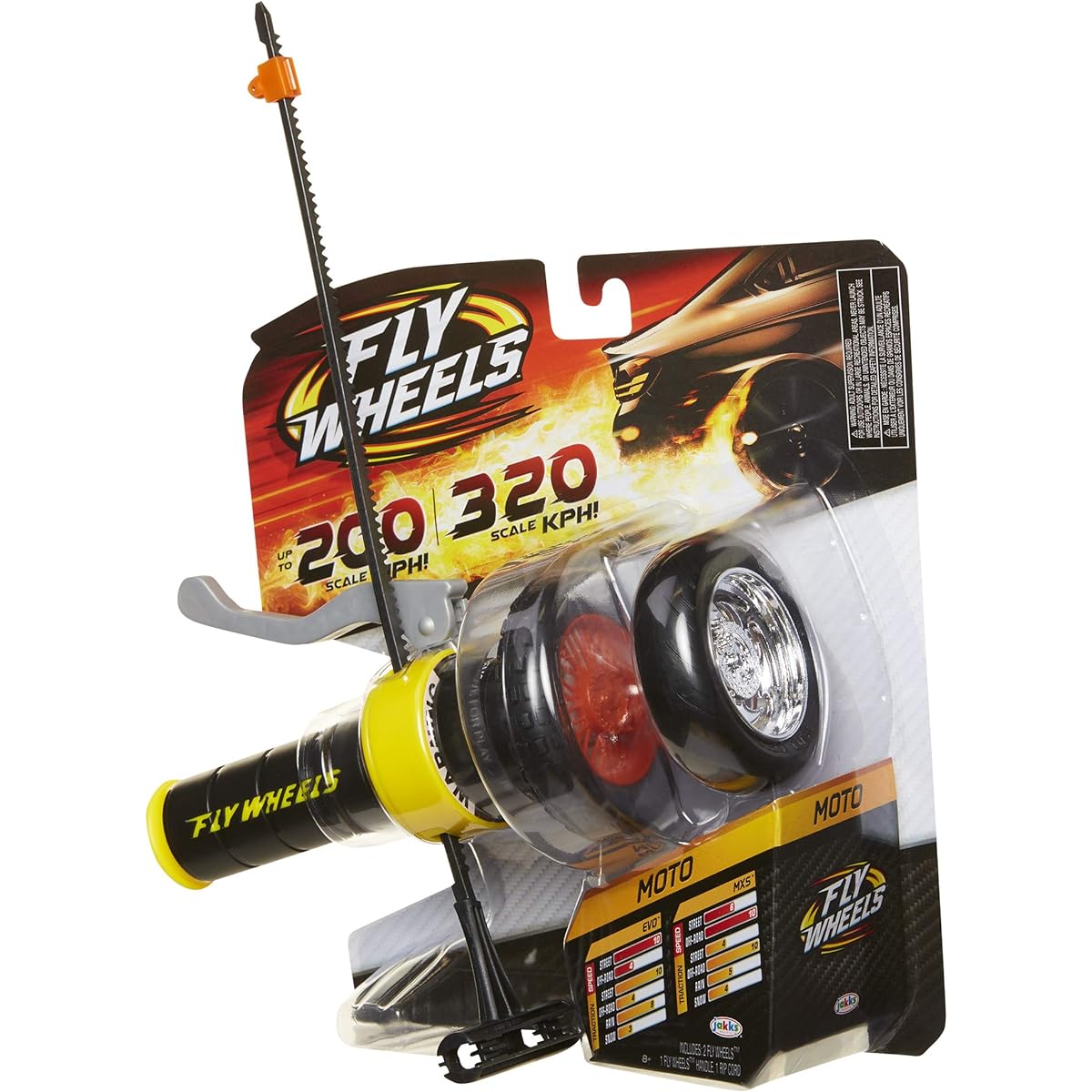 Flywheel Launcher + 2 Moto Wheels - Rip up to 200 scale MPH High Speeds, Incredible Stunts & Jumps up to 30 Feet, All Terrain Action: Dirt, Mud, Water, Snow - One of the Hottest Wheels