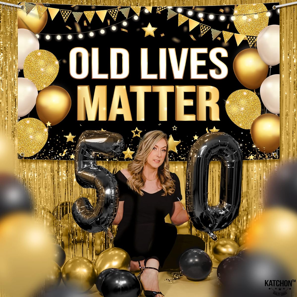 KatchOn Old Lives Matter Banner - XL 72x44 inches | Old Lives Still Matter Banner Old Lives Still Matter Birthday Decorations for Men | Old Lives Matter Decorations 50th Birthday Decorations