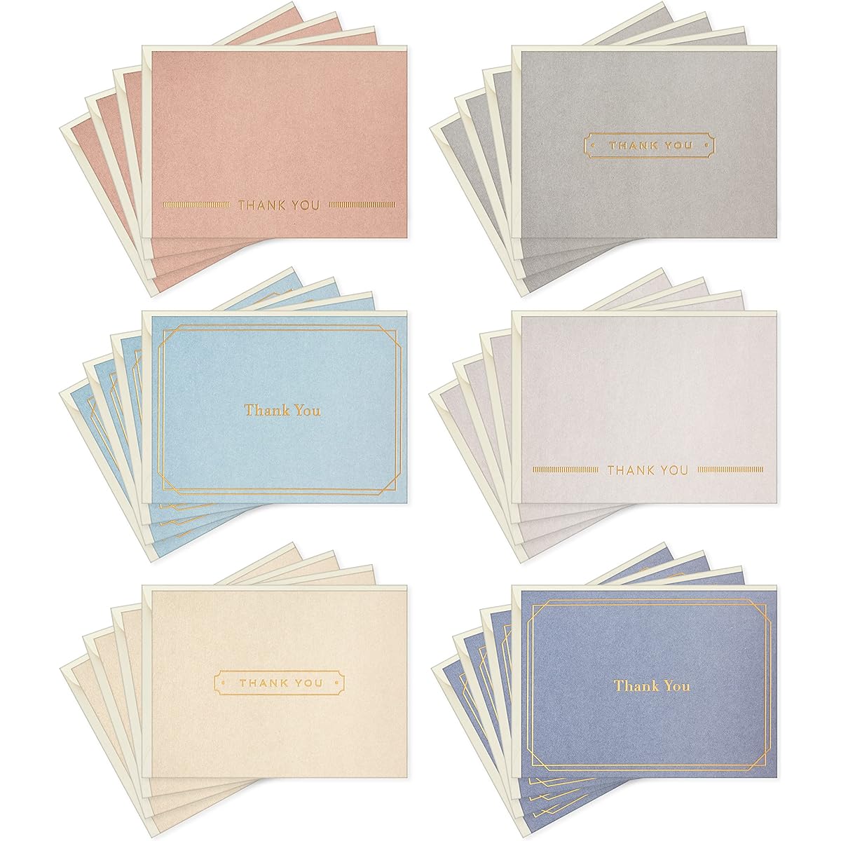 Hallmark Thank You Card Assortment, Gold Foil (24 Thank You Notes with Envelopes)