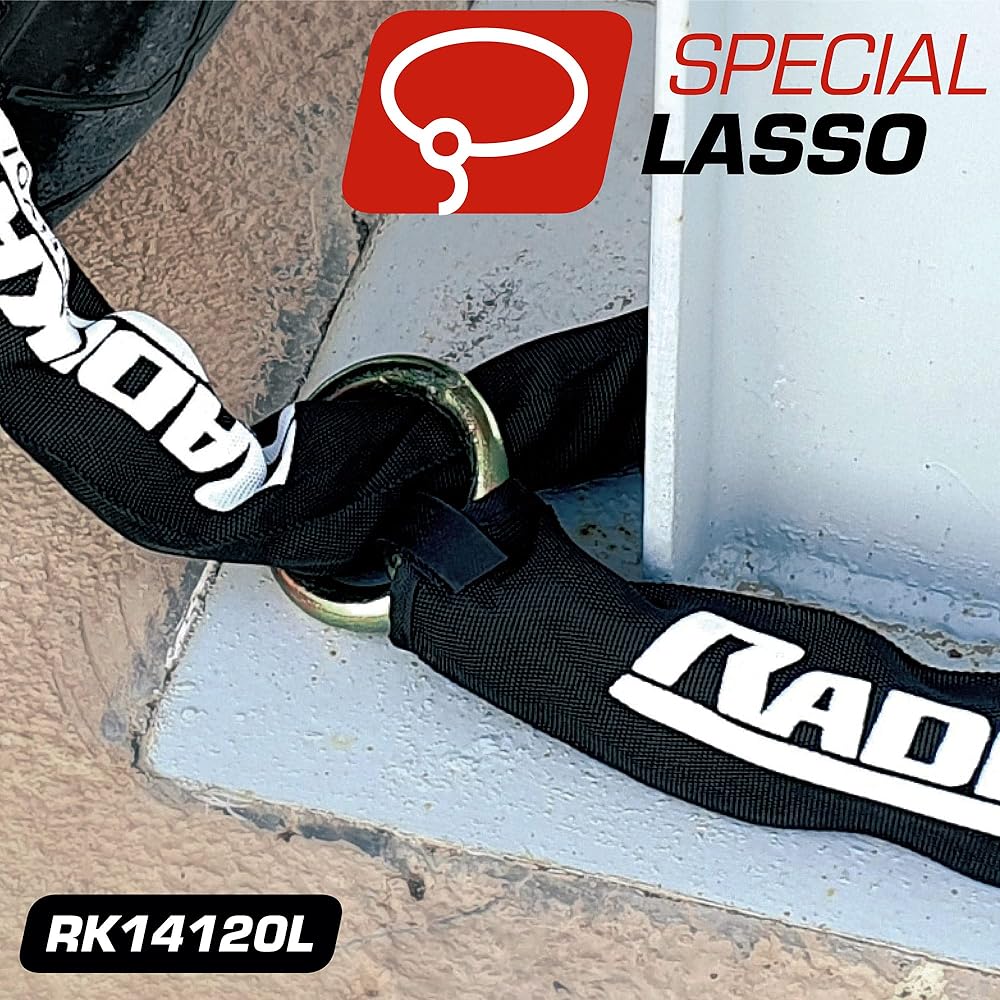 RADIKAL RK14120L Anti-Theft Motorcycle Scooter Chain 14mm Diameter with Loop System Length 120cm
