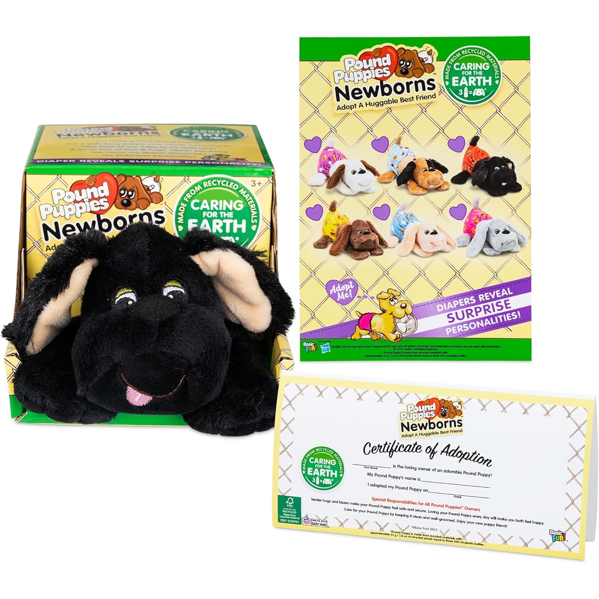 Pound Puppy Newborn Plush Toy - Chill-Black Eco Friendly