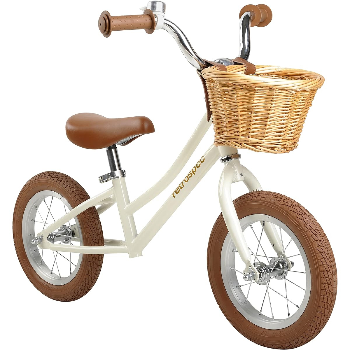 Retrospec Baby Beaumont Kids Balance Bike Toddler Pedalless Air-Filled Tires (2-3 Years) - Eggshell