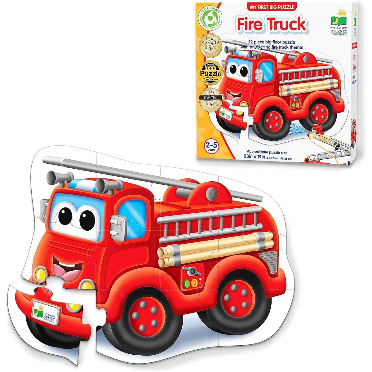 The Learning Journey: My First Big Vehicle Floor Puzzle Fire Engine Puzzles & Gifts for Toddlers Ages 2+, Multicolor