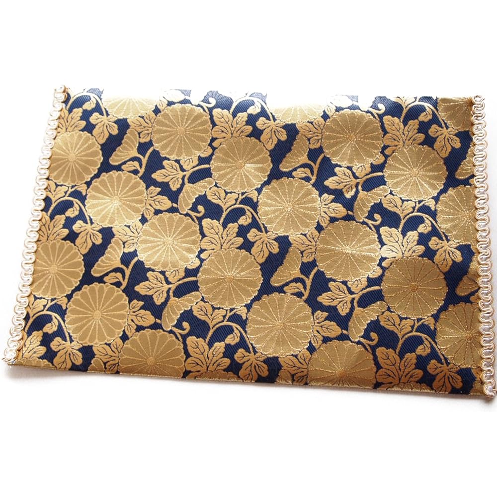 Sutra Desk Mat, Fireproof, Flame Retardant, Buddhist Altar Mat, Pawn, Sutra Desk Hanging, Masanishiki (Chukyo: No. 25 (38.7 x 60cm), Large Pattern, Navy)
