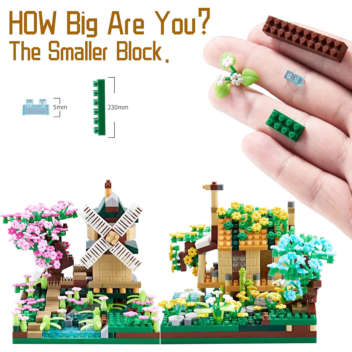 LUKHANG Four Seasons Flower House Botanical Collection 4 Models Microblock Building Set Girls Ideas DIY Gifts for Kids and Adults