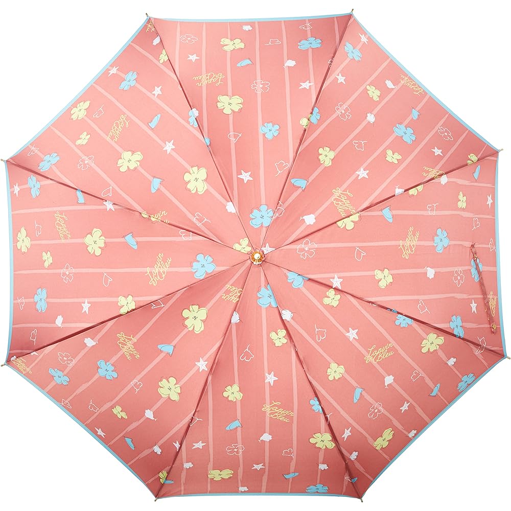 [Lanvin Blue] MOONBAT LANVIN en blue Flower and Sea Motif Umbrella Long Umbrella Stylish Floral Pattern Cute Women's