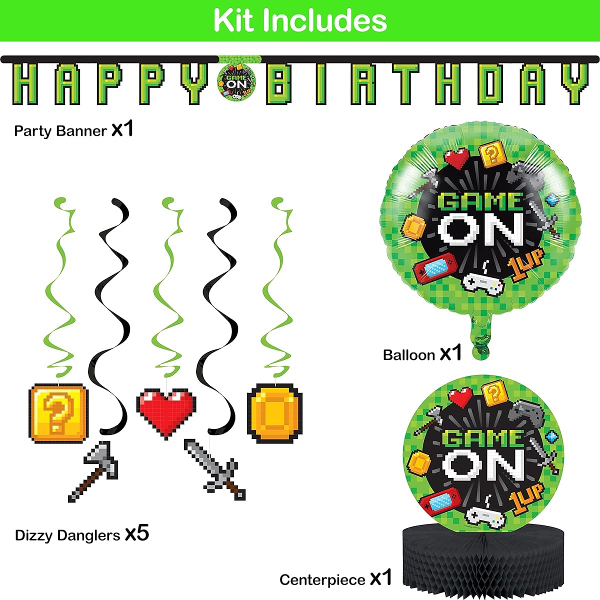 Video Game Party Birthday Decorations Kit