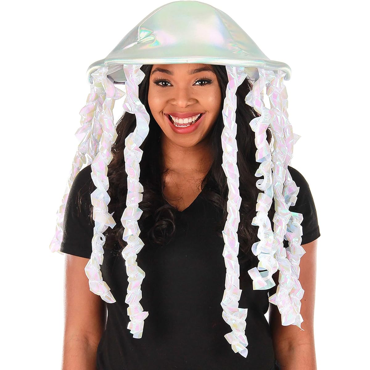 Holographic Jellyfish Plush Hat. US Size: One Size Color: Silver