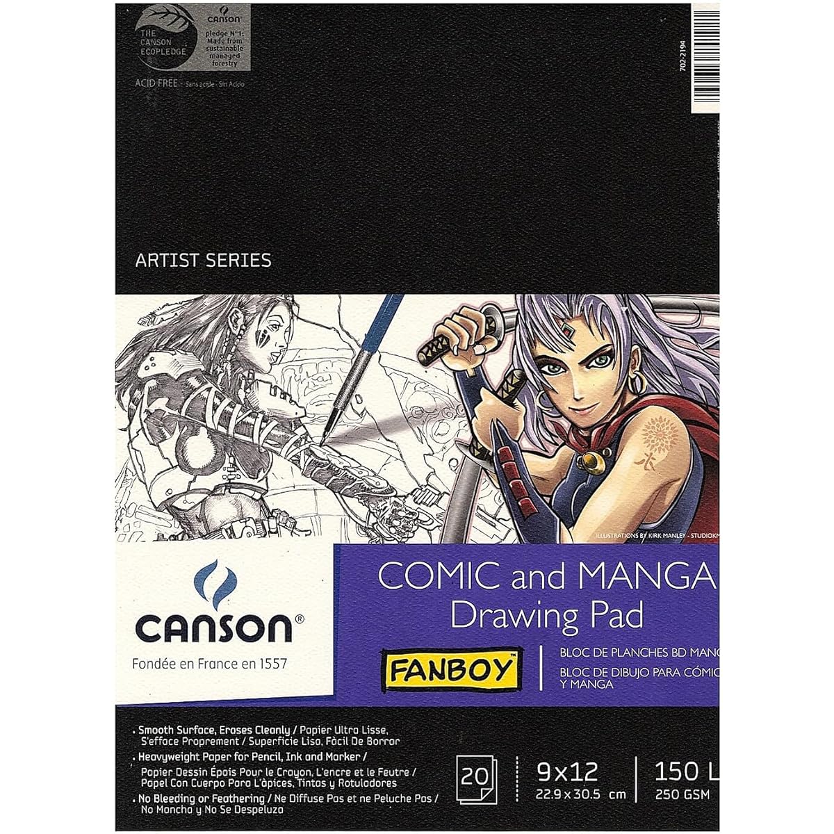 Canson Comics & Manga 9" x 12" Drawing Sketch Pad, 20 sheets/pad (22270)