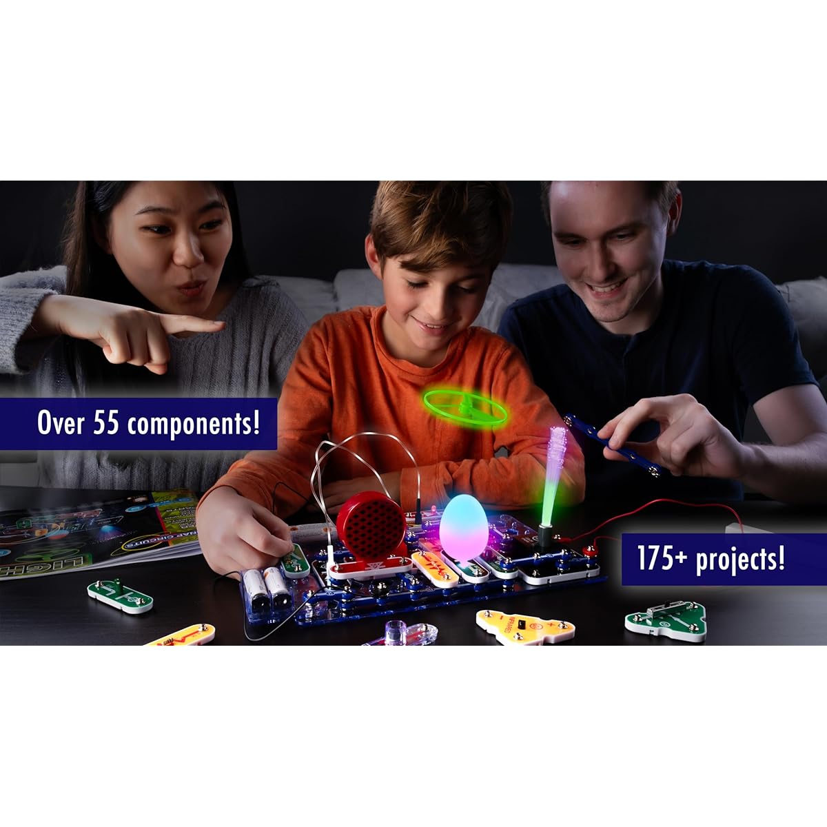 Snap Circuits LIGHT Electronics Exploration Kit | 175+ Exciting STEM Projects | Full Color Project Manual | 55+ Snap Circuits Parts | STEM Educational Toy for Ages 8+ Multi [Parallel Import]