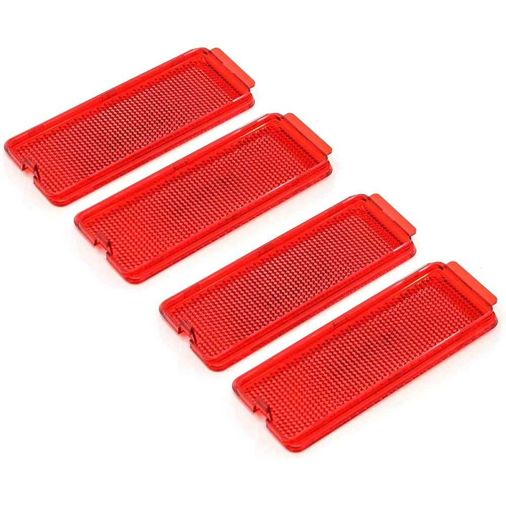 4 Premium Door Reflectors Interior Red Fits Ford Superduty 1999-2007 F250 F350 F450 F550 Super Duty, 00-05 Excursion