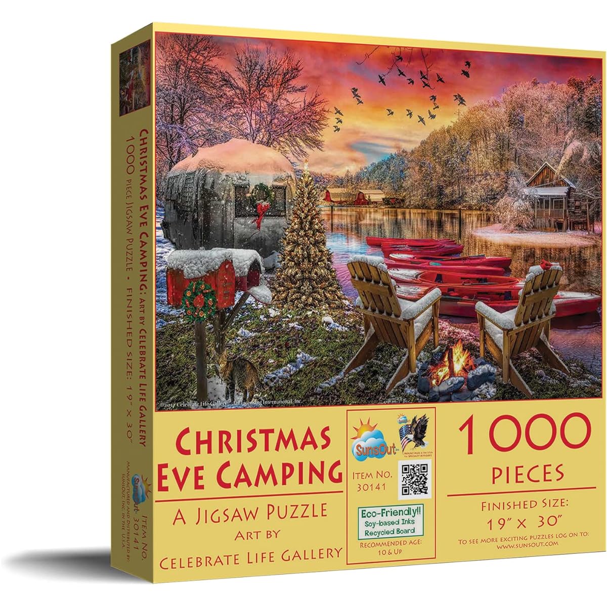 SUNSOUT INC - Christmas Eve Camp - 1000 Piece Jigsaw Puzzle Artist: Celebrate Life Gallery - Finished Size 19" x 30" Christmas - MPN# 30141