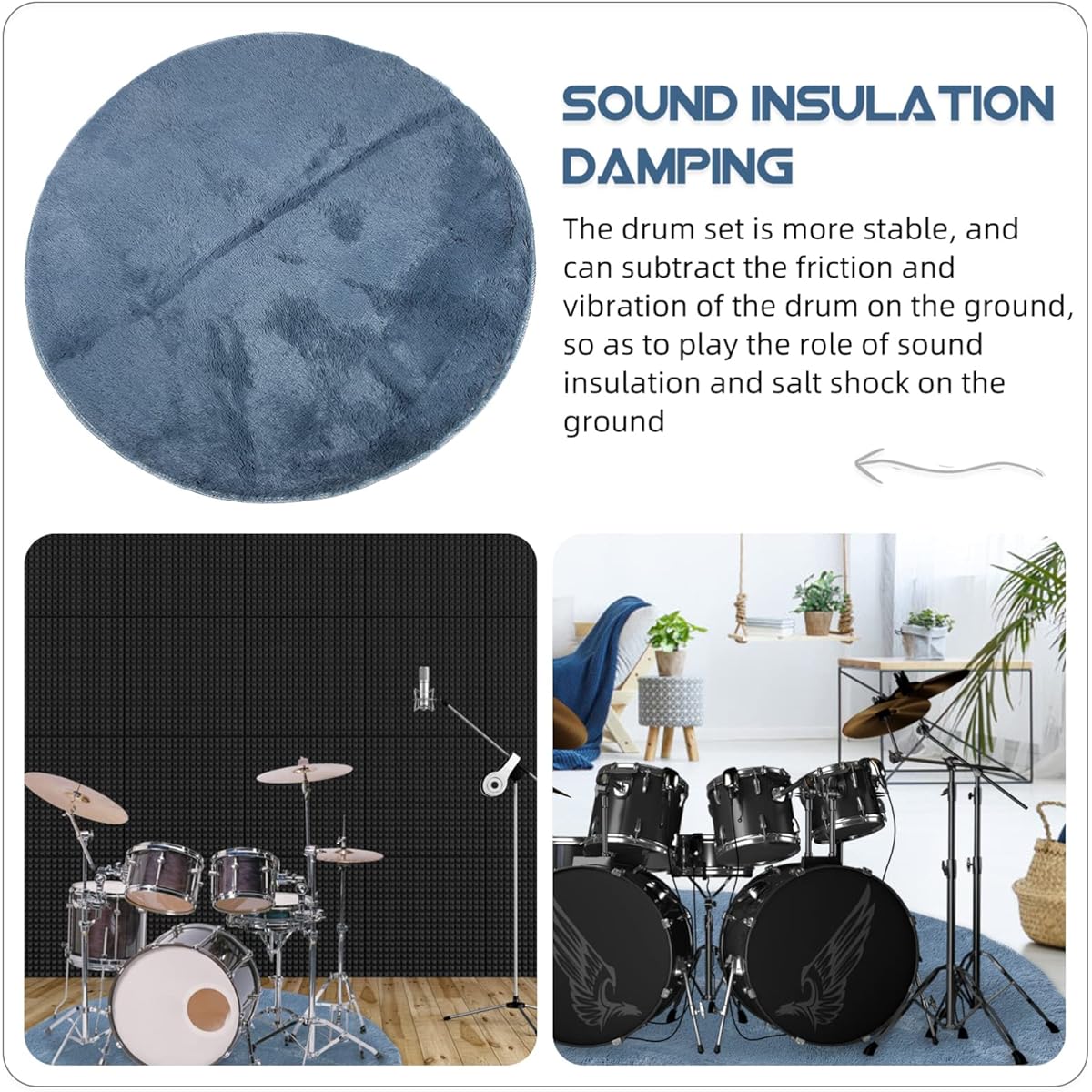 EXCEART Non-Slip Soundproof Rug Sound Absorbing Panel Plush Soundproof Carpet Sound Insulation Pad Soundproof Cushion Hardwood Tile Floor Supplies