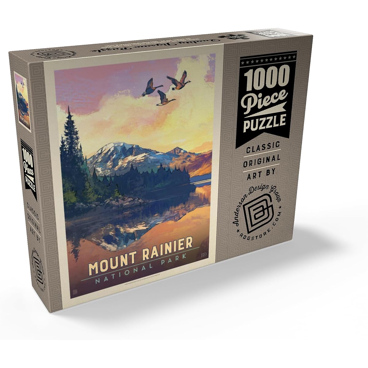 Mt. Rainier National Park: Sunrise Vintage Poster - Premium 1000 Piece Jigsaw Puzzle for Adults