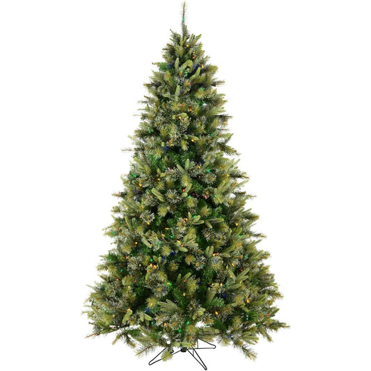 Vickerman 8.5' Cashmere Pine Artificial Christmas Tree, 900 Multicolor Dura-Lit® LED Lights, 2162 PVC/PE Chips, Fake Christmas Tree, Seasonal Indoor Decor