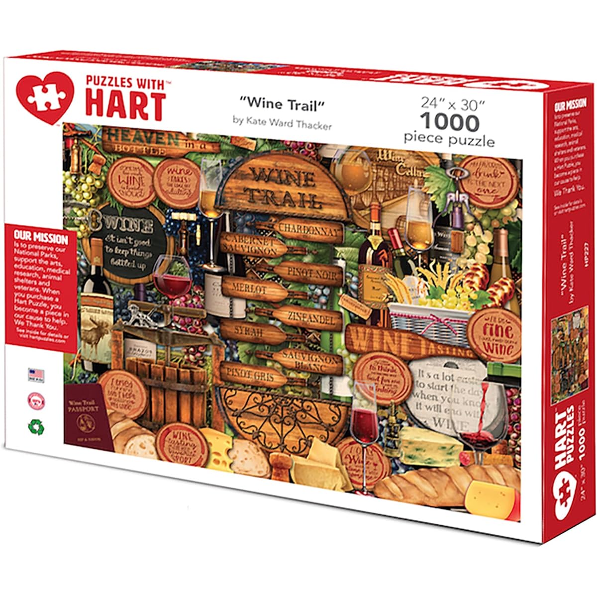 Kart Ward Thacker Heart Puzzle Jigsaw Puzzle 1000 Piece 24' x 30' XL Wine Trail