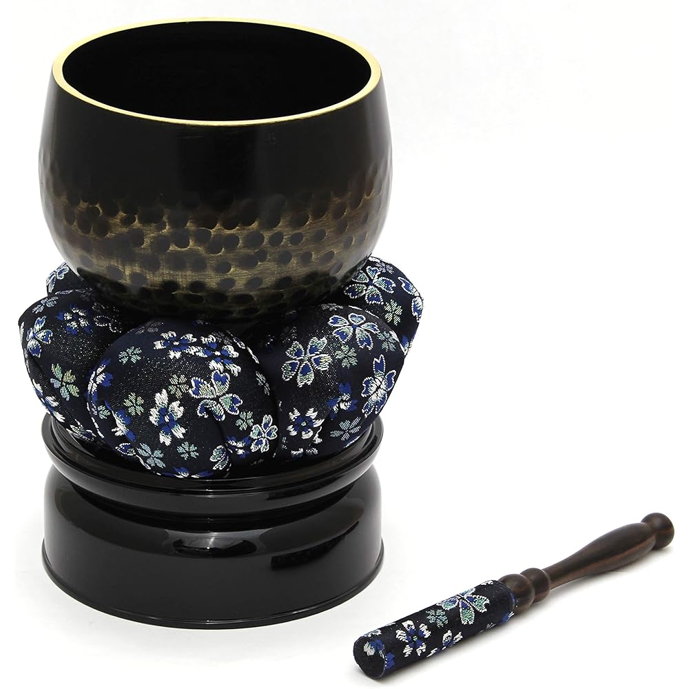 Deep tone Ready to use Rin set Rin diameter 10.5cm 3.5 dimensions Navy Tanaka Butsudan store Buddhist altar accessories