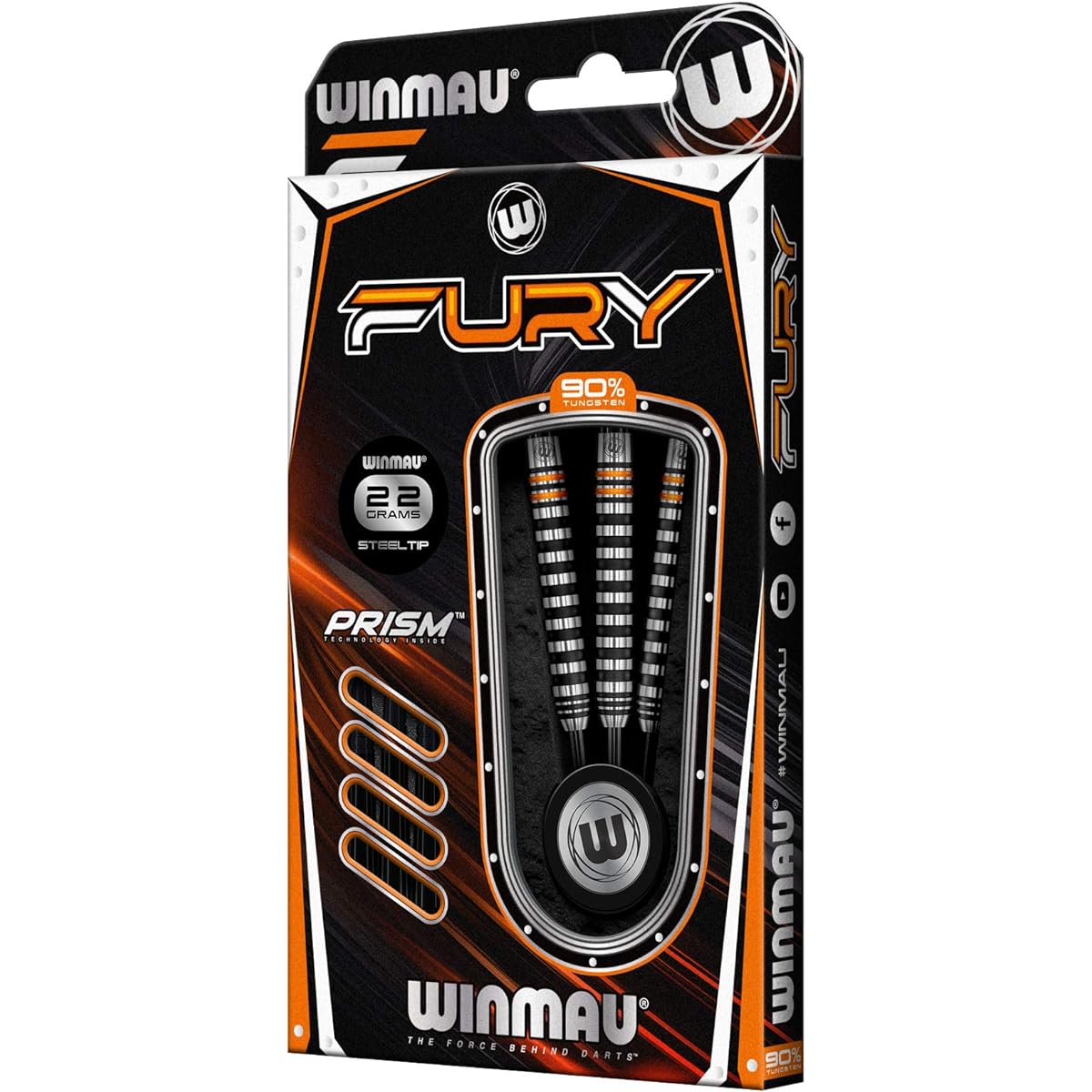 Winmau Fury 90% Tungsten Darts with Prism Flights and Vector Shafts (Stem)