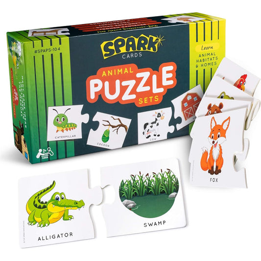 Animal Homes Puzzles - Animal Games 25 Puzzle Set Large Animal Matching Cards - Animal Puzzle Set Educational Games Kids Puzzles for Ages 3+ Kids Puzzles Preschool Games