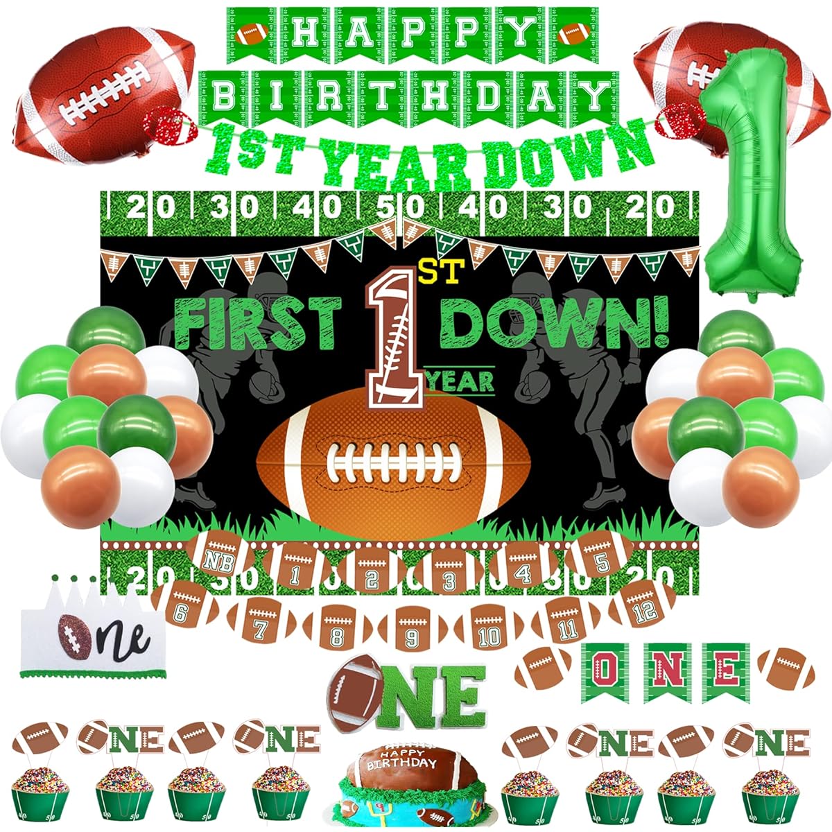 football 1st birthday party decorations 1st birthday decorations 1st year down banner 1st year down party decorations football 1st birthday background