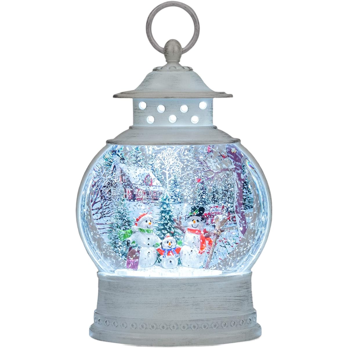 Roman 133295 LED Swirl Snowman Lantern Christmas Scene 11" Multicolor