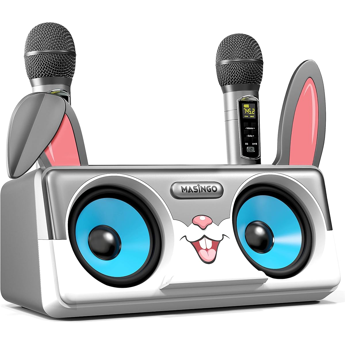 Masingo Karaoke 2024 Model Portable Bluetooth Speaker with 2 Wireless Microphones PA System Karaoke Mode. Spinto G3