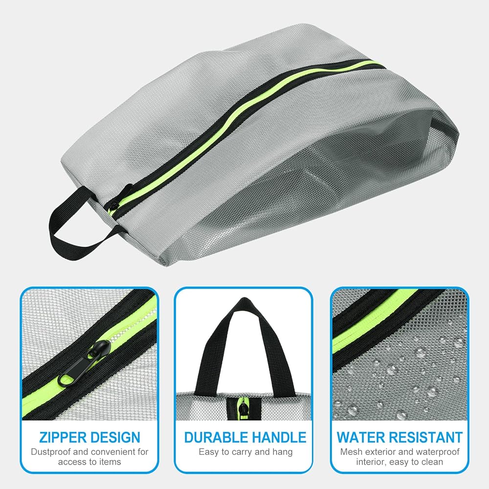 PATIKIL Waterproof Shoe Bag 2 Pieces Shoe Organizer Bag Portable Shoe Pouch with Zipper for Outdoor Travel Gray