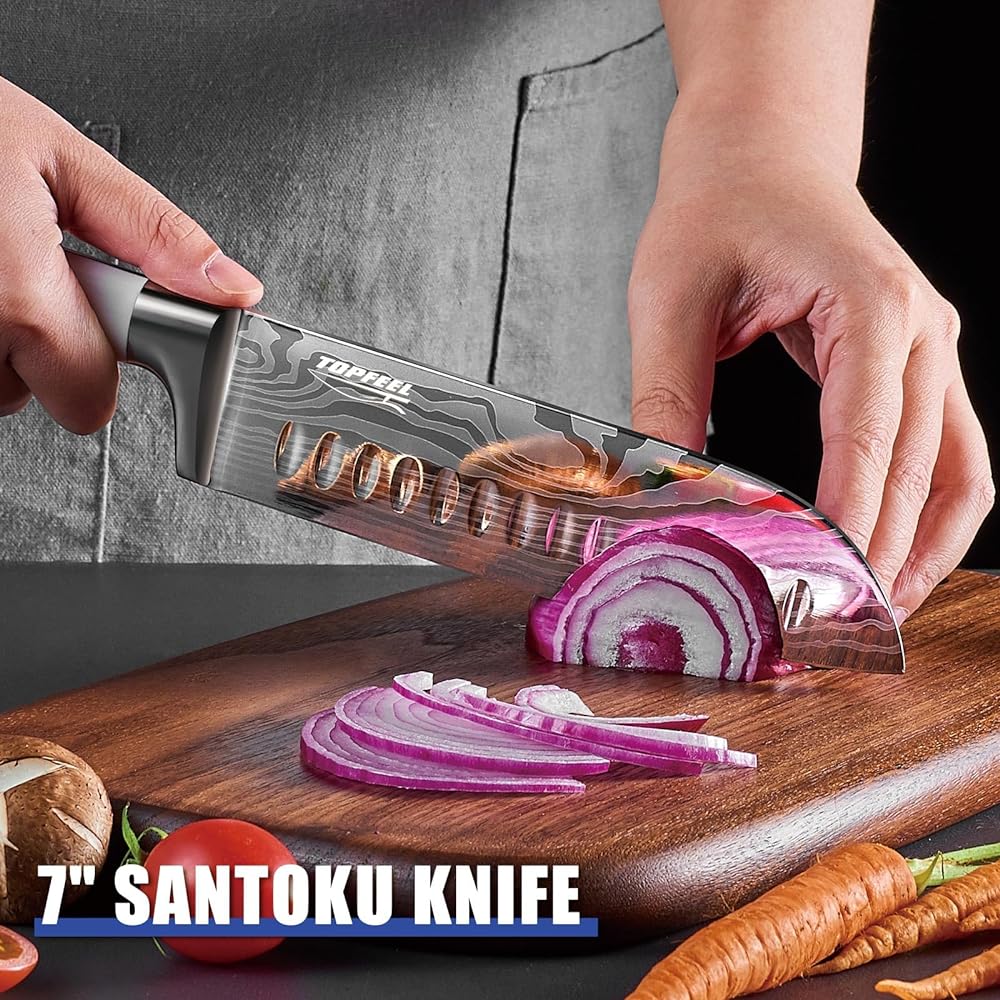 Professional Chef Knife Set 7CR17MOV German High Carbon Stainless Steel Japanese Knives 3 Piece Set 8" Chef Knife 7" Santoku Knife 5" Utility Knife White Sharp Kitchen Knife Set with Gift Box