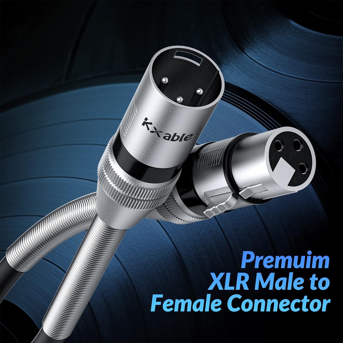 XLR to XLR Cable 100ft Premium XLR Microphone Cable Long Heavy Duty 22AWG OFC XLR Male to Female Cord 3 Pin Shielded Mic Speaker Cable Zinc Alloy Connector Metal Spring SR Black