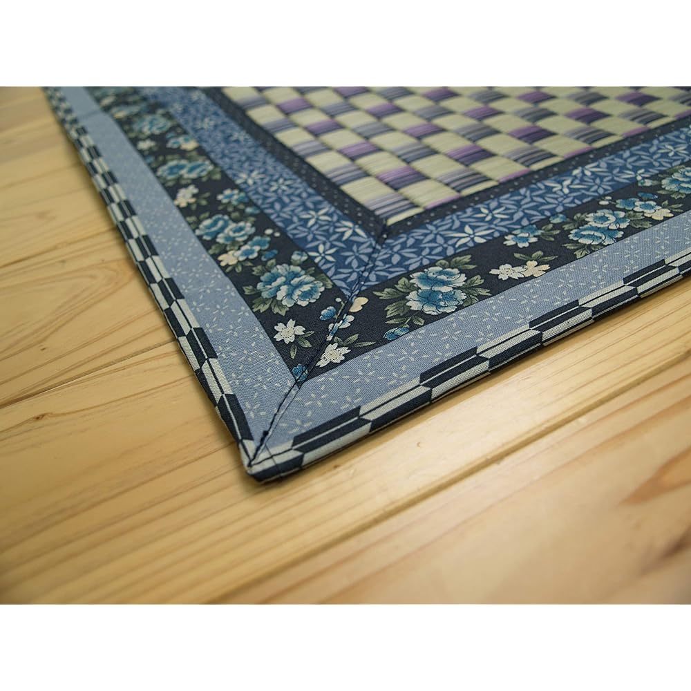 Ikehiko Igusa Rug Hanagoza Carpet 3 tatami mats made in Japan "Karen" Blue Edoma 3 tatami mats (approx. 174 x 261 cm) #4124803