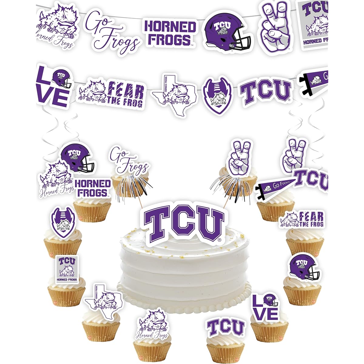 TCU Horned Frog Party Decorations, Birthday Party Supplies, Graduation Decorations, TCU Football Party with Official Texas Christian University Merchandise (45 Pieces)