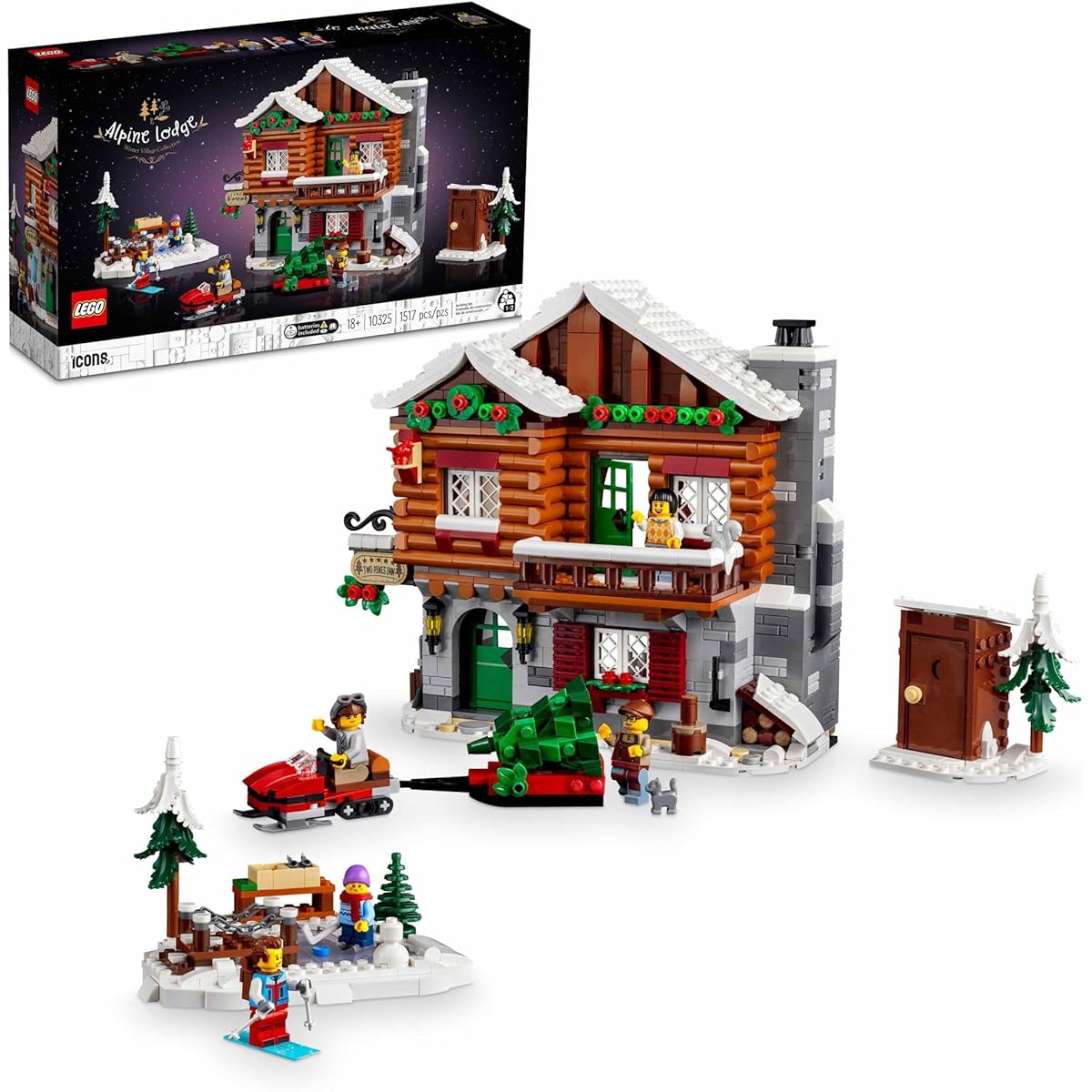 LEGO Icon Alpine Lodge Model Building Kit - Great Gift for Adventurers and Outdoor Enthusiasts - Fun Family Construction Project - Build a Bed & Breakfast 10325