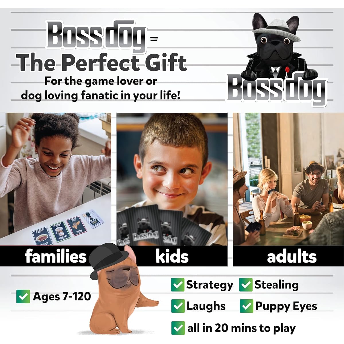 Boss Dog: The Ultimate Card Game for Family and Friends - Fast-paced fun that's easy to learn! Create your dog's crime family - strategize sabotage & battle! Great for game night parties & traveling